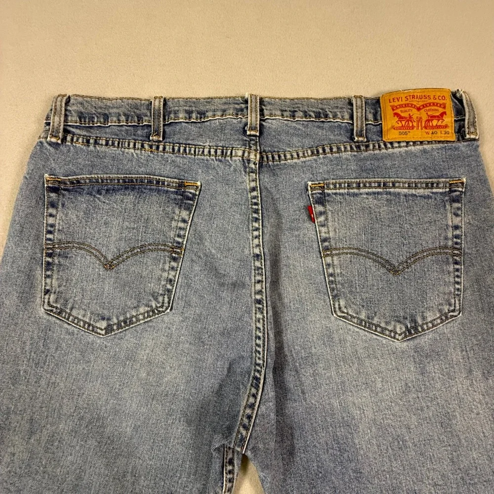 Levis 505 Regular Fit Jeans Mens 40x30 Blue Medium Wash Straight‎ Leg Denim